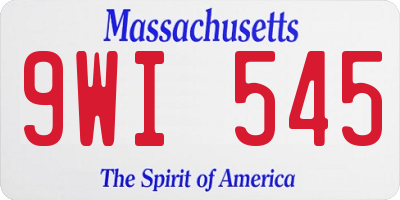 MA license plate 9WI545