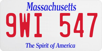 MA license plate 9WI547