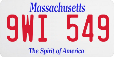 MA license plate 9WI549