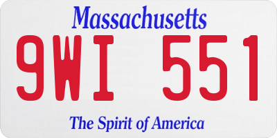 MA license plate 9WI551