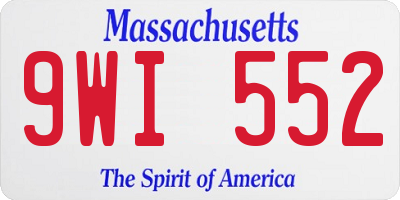 MA license plate 9WI552