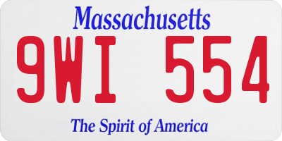 MA license plate 9WI554