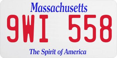 MA license plate 9WI558