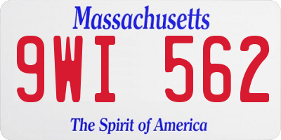 MA license plate 9WI562