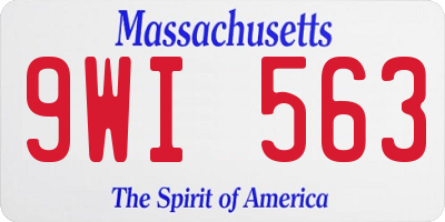 MA license plate 9WI563