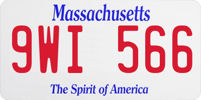MA license plate 9WI566