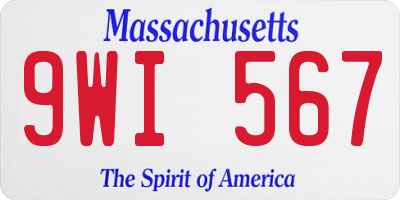 MA license plate 9WI567