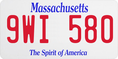 MA license plate 9WI580