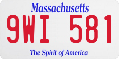 MA license plate 9WI581