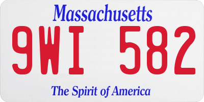 MA license plate 9WI582
