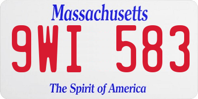 MA license plate 9WI583