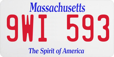 MA license plate 9WI593