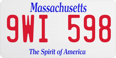 MA license plate 9WI598