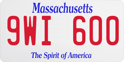 MA license plate 9WI600