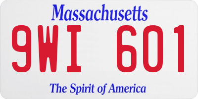 MA license plate 9WI601