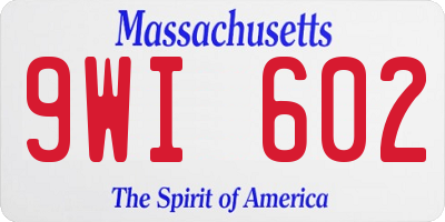 MA license plate 9WI602