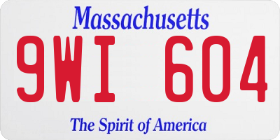 MA license plate 9WI604