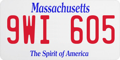 MA license plate 9WI605
