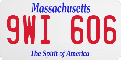MA license plate 9WI606