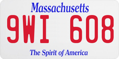 MA license plate 9WI608