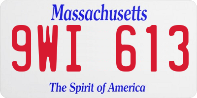 MA license plate 9WI613