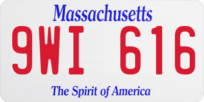 MA license plate 9WI616