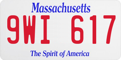 MA license plate 9WI617