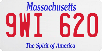 MA license plate 9WI620