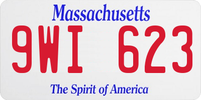 MA license plate 9WI623
