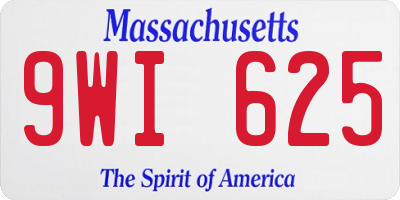 MA license plate 9WI625