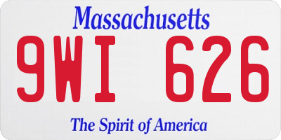 MA license plate 9WI626