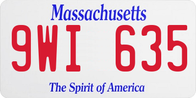 MA license plate 9WI635
