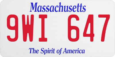 MA license plate 9WI647