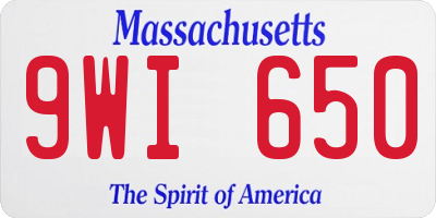 MA license plate 9WI650