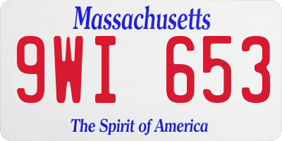 MA license plate 9WI653