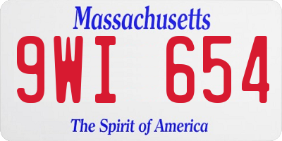 MA license plate 9WI654
