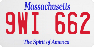 MA license plate 9WI662