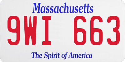 MA license plate 9WI663