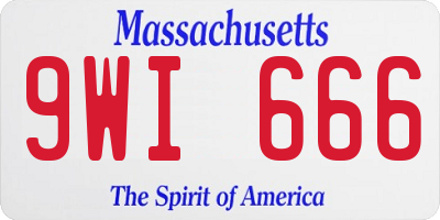 MA license plate 9WI666