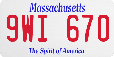 MA license plate 9WI670