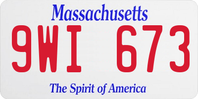 MA license plate 9WI673