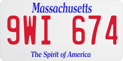 MA license plate 9WI674