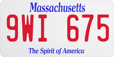 MA license plate 9WI675