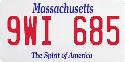 MA license plate 9WI685