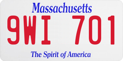 MA license plate 9WI701