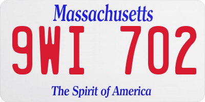 MA license plate 9WI702