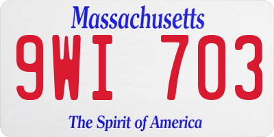 MA license plate 9WI703