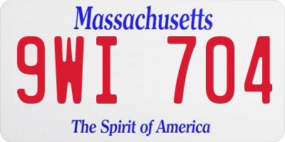 MA license plate 9WI704