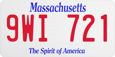 MA license plate 9WI721