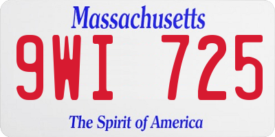 MA license plate 9WI725